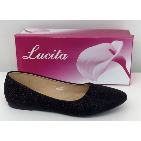 LUCITA / Friendly / Black / Glitter / Slip-On / Ballet / Flats / Pointed Toe - Picture 8 of 9